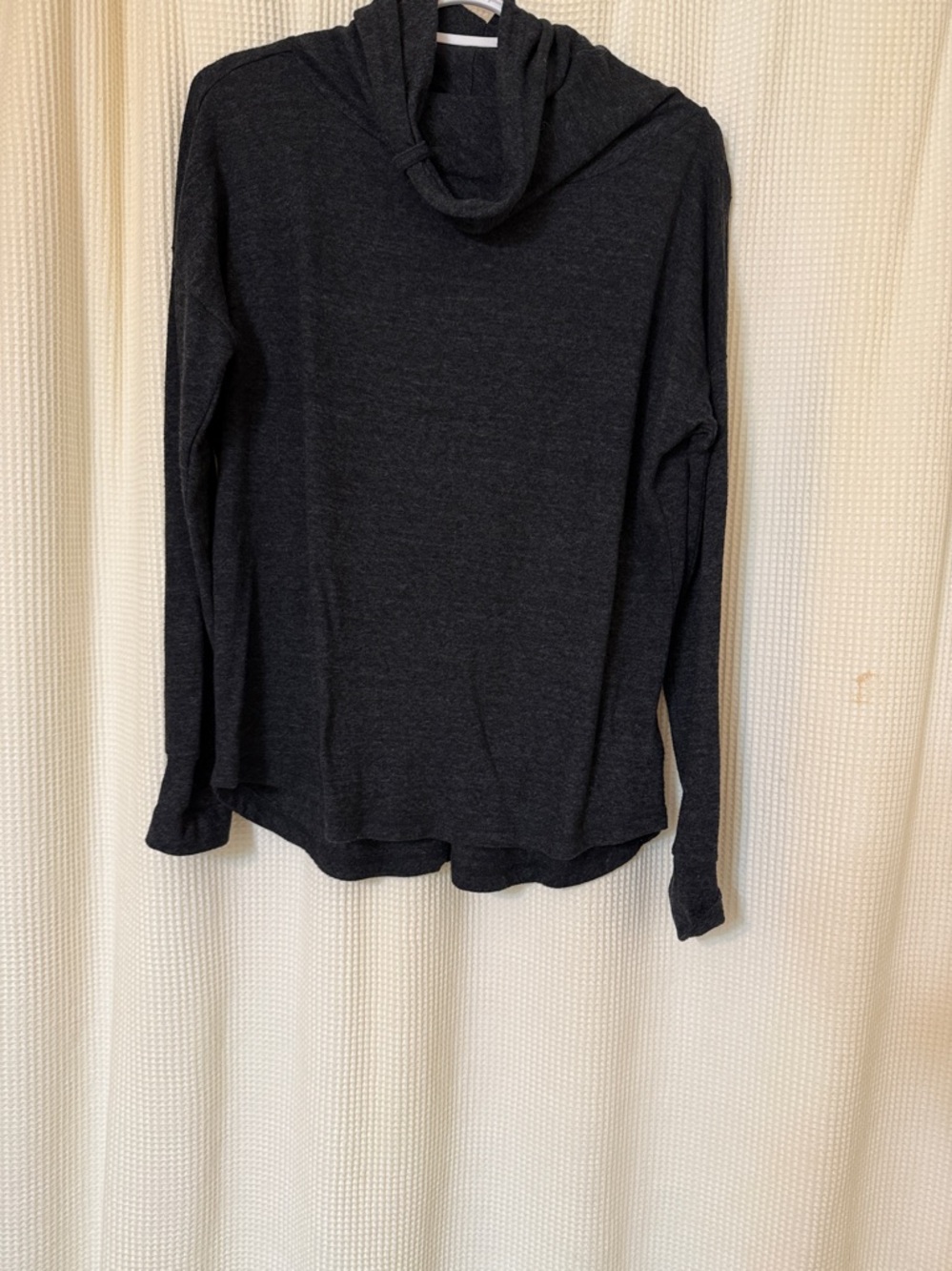 EUC! PRANA XS Black Heather Cowl Neck Sweater.